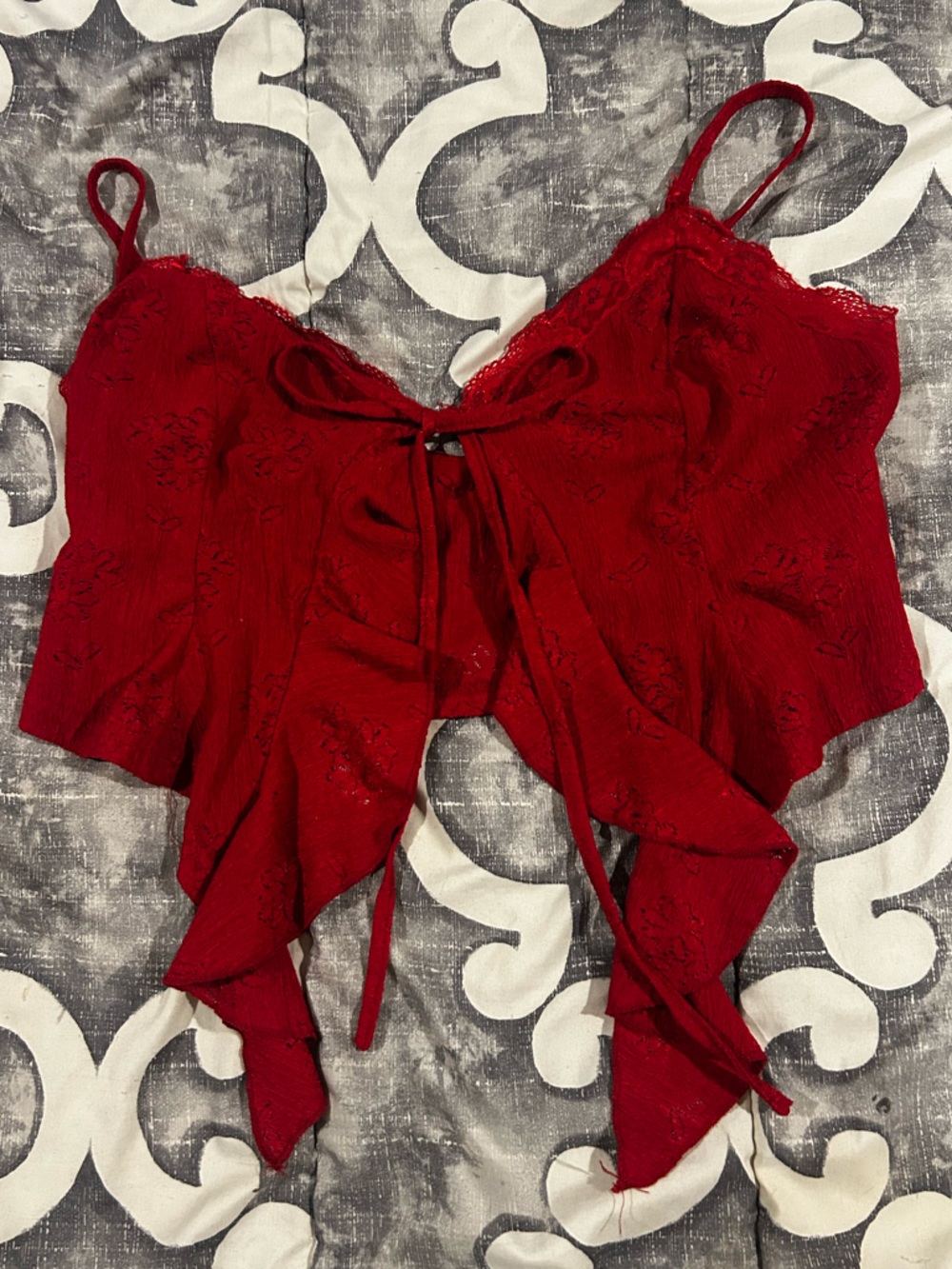 Cider Red Lace Trim Chemise with Adjustable Straps